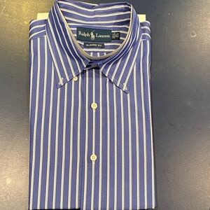 Ralph Lauren Blue and White Pinstripe Dress Shirt